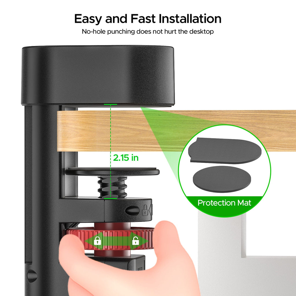 CRST Under-Desk Clamp Power Strip with 3 AC Outlets & 3 USB Ports (1 USB-C), 1020J Surge Protector, 6FT Flat Plug Extension Cord, Easy Mount Desk Charging Station for Home Office