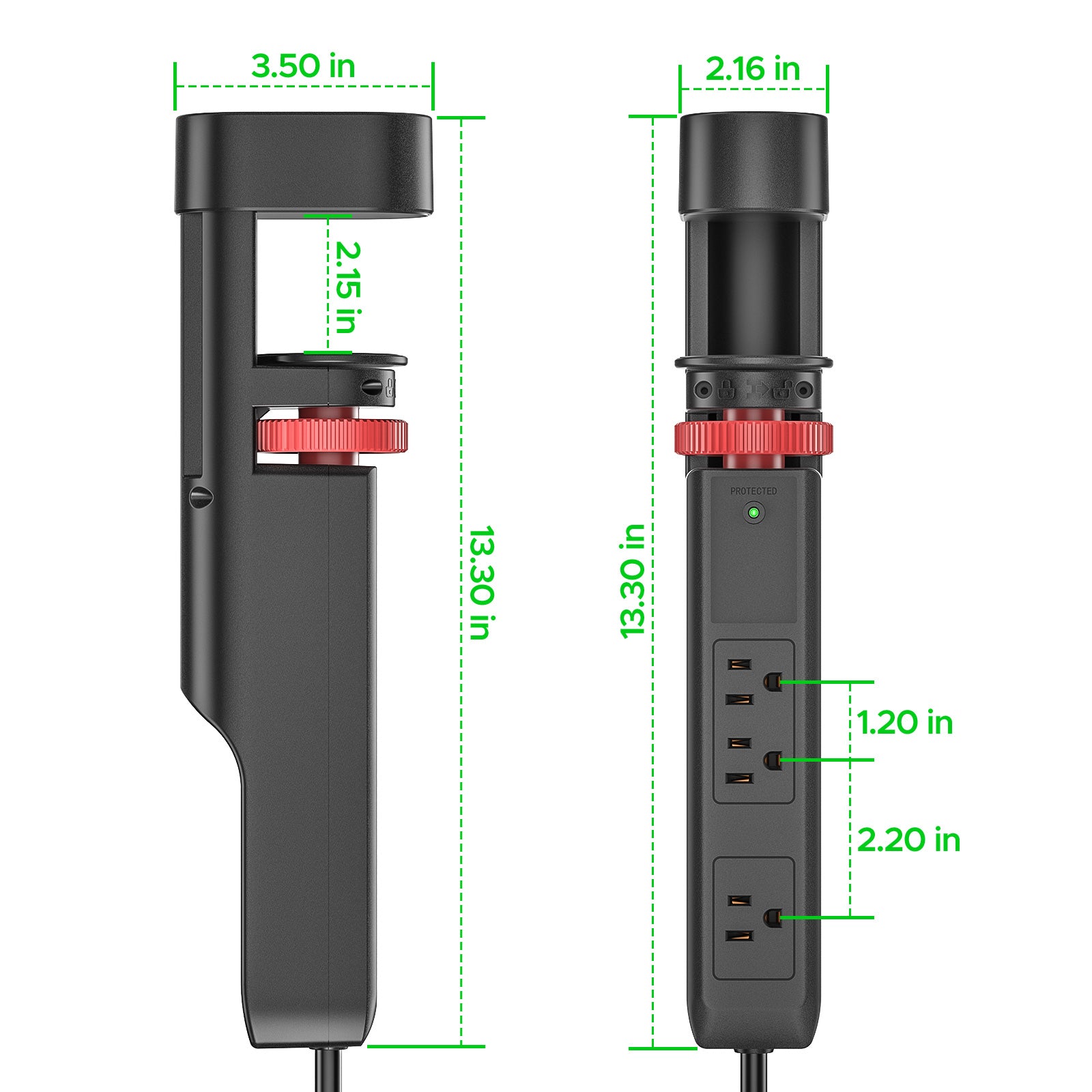CRST Under-Desk Clamp Power Strip with 3 AC Outlets & 3 USB Ports (1 USB-C), 1020J Surge Protector, 6FT Flat Plug Extension Cord, Easy Mount Desk Charging Station for Home Office