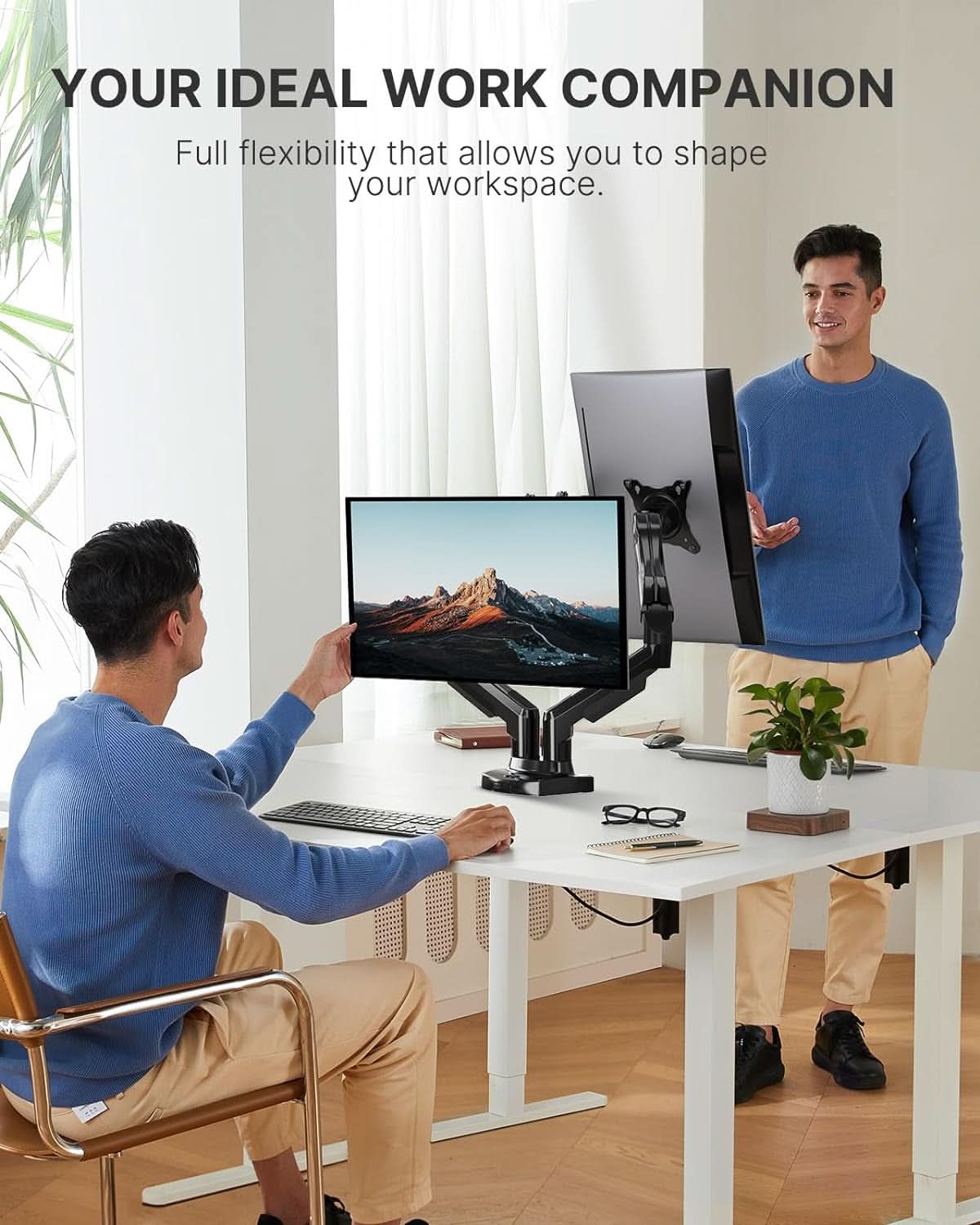 Dual Monitor Stand With 13 To 32 Inch VESA Desk Mount