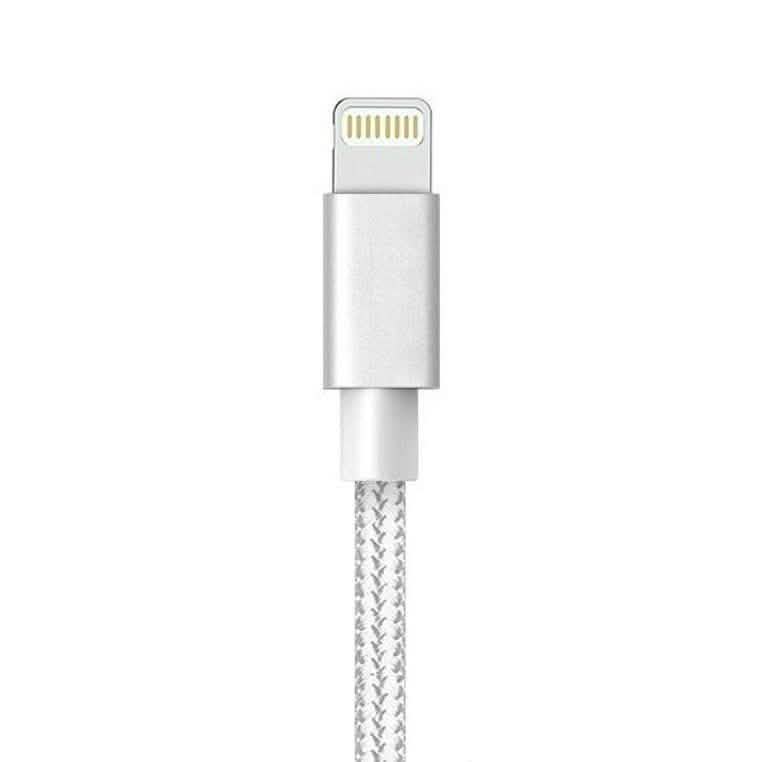 3-Pack: Heavy Duty Braided iPhone Lightning USB Cable - White