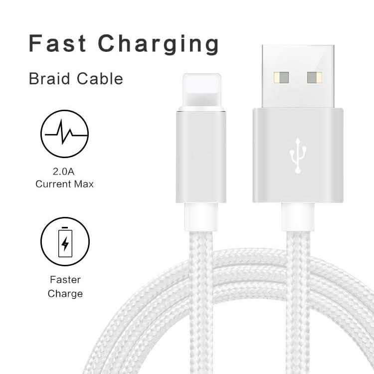 3-Pack: Heavy Duty Braided iPhone Lightning USB Cable - White
