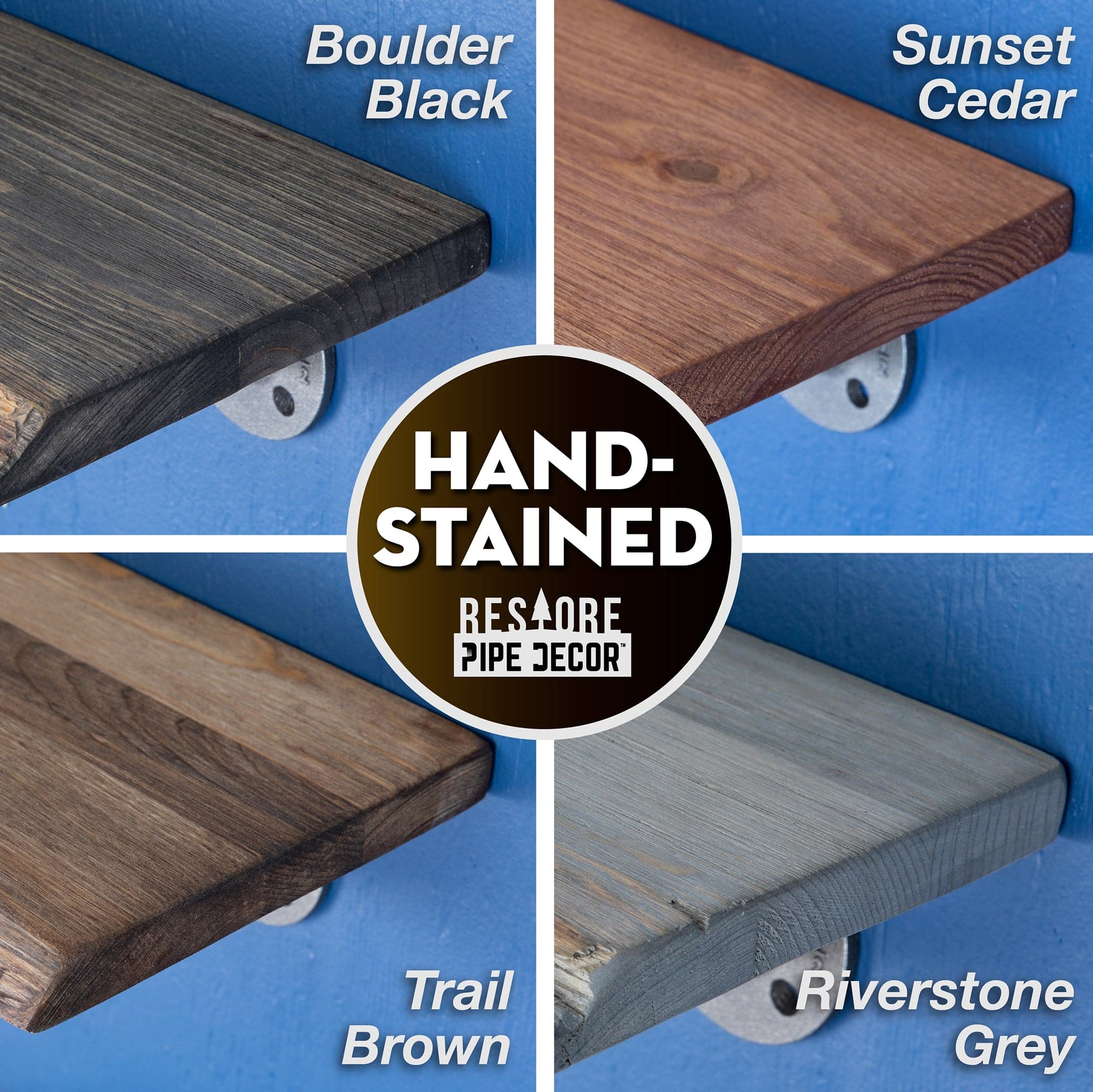 36” Sunset Cedar Live Edge Wood Shelf with L-Shaped Pipe Brackets (2-Pack)