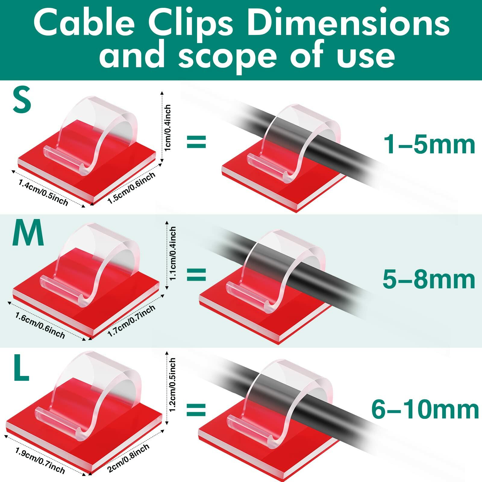 Cable Clips Self Adhesive Wire Organizer Holder White Large 120 Pieces